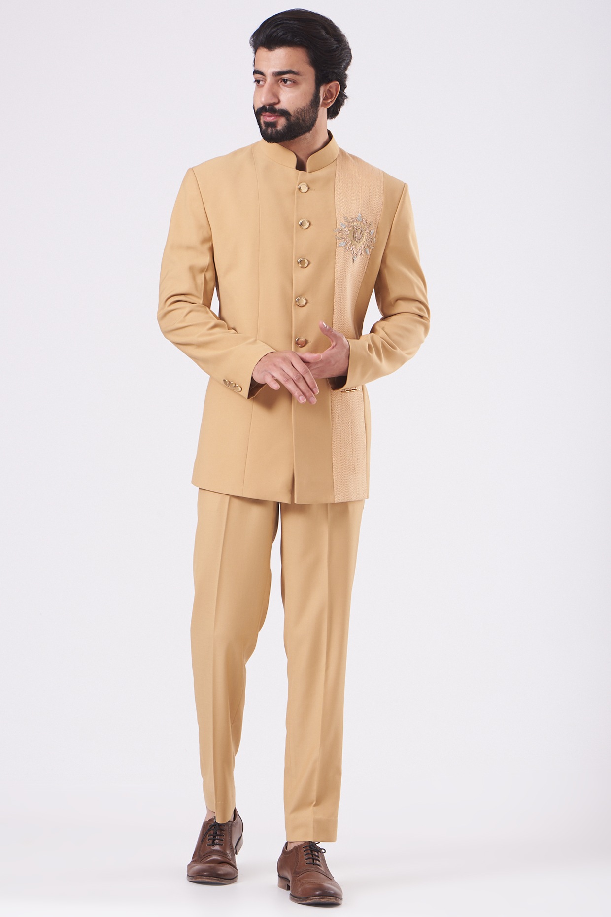 Light Peach Jodhpuri Suit With Chikankari Work | Mens ethnic wear,  Flattering fit, Light peach